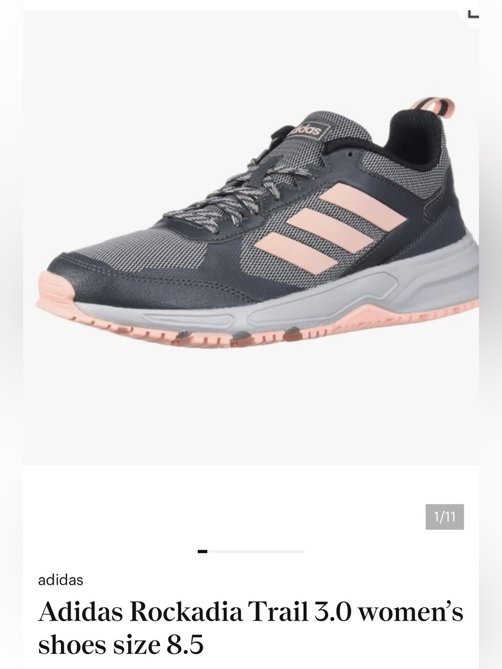 ADIDAS s8.5 Rockadia Trail 3.0 Women's Gray and Peach Trail Sneakers-look NEW